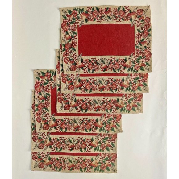 Set of 6 Vintage Fabric Fall Placemats Pumpkin Harvest Thanksgiving 18 x 13.5 In - Picture 10 of 10